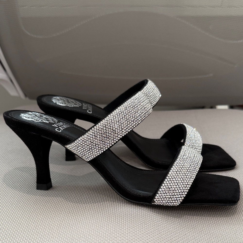 Vince Camuto Black and Silver Heels
